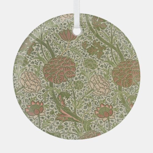 William Morris Cray Sage Flower Floral Botanical Glass Ornament