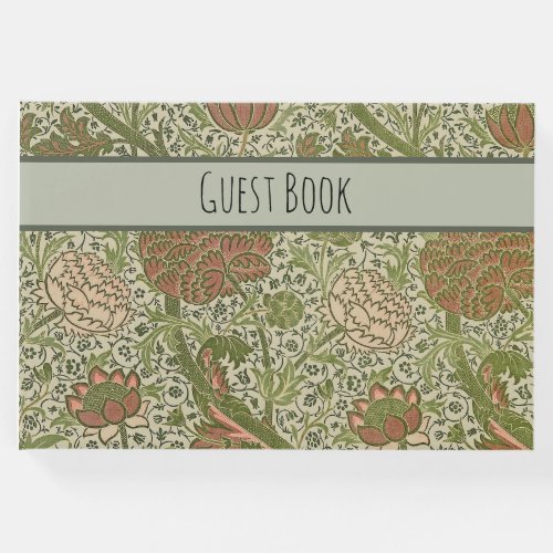 William Morris Cray Sage Flower Floral Botanical Guest Book
