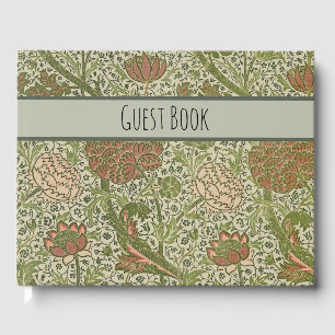 William Morris Cray Sage Flower Floral Botanical Guest Book