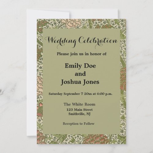 William Morris Cray Sage Flower Floral Botanical Invitation