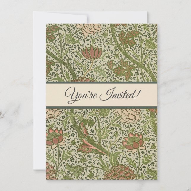 William Morris Cray Sage Flower Floral Botanical Invitation (Front)