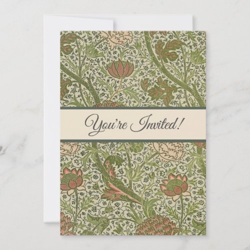 William Morris Cray Sage Flower Floral Botanical Invitation