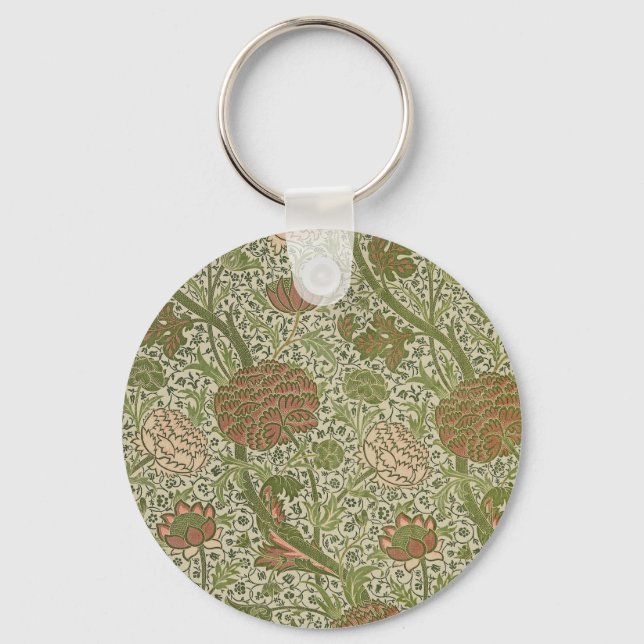 William Morris Cray Sage Flower Floral Botanical Keychain (Front)