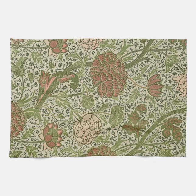 William Morris Cray Sage Flower Floral Botanical Kitchen Towel (Horizontal)
