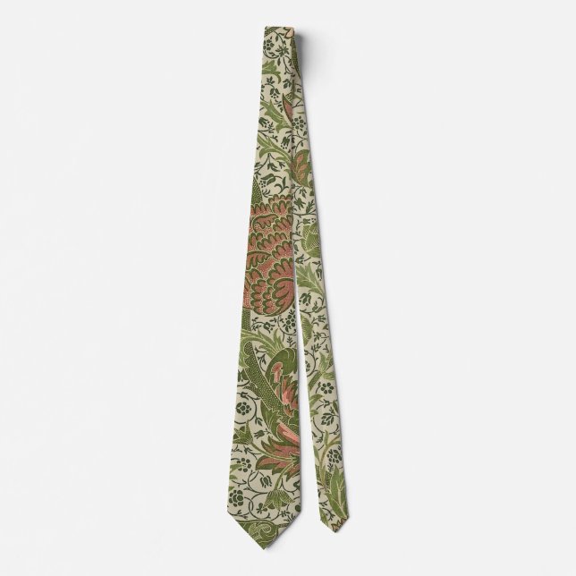 William Morris Cray Sage Flower Floral Botanical Neck Tie (Front)