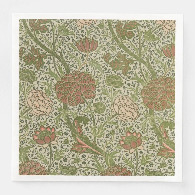 William Morris Cray Sage Flower Floral Botanical Paper Dinner Napkins (Front)