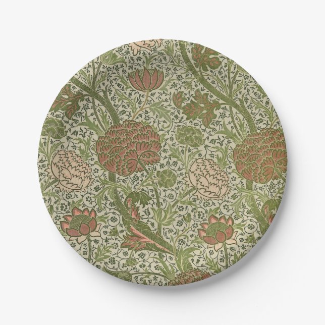 William Morris Cray Sage Flower Floral Botanical Paper Plates (Front)