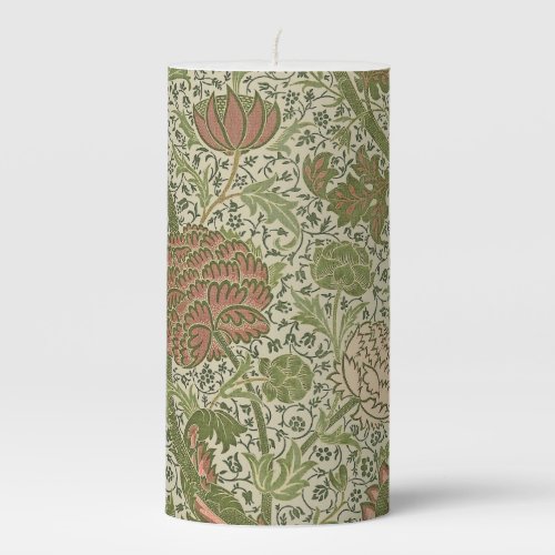 William Morris Cray Sage Flower Floral Botanical Pillar Candle