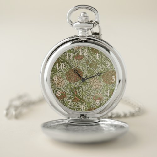 William Morris Cray Sage Flower Floral Botanical Pocket Watch