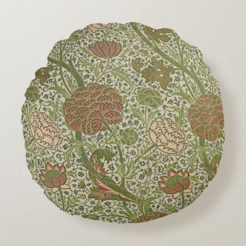 William Morris Cray Sage Flower Floral Botanical Round Pillow