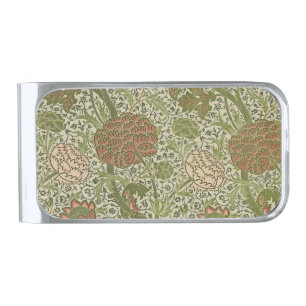 William Morris Cray Sage Flower Floral Botanical Silver Finish Money Clip