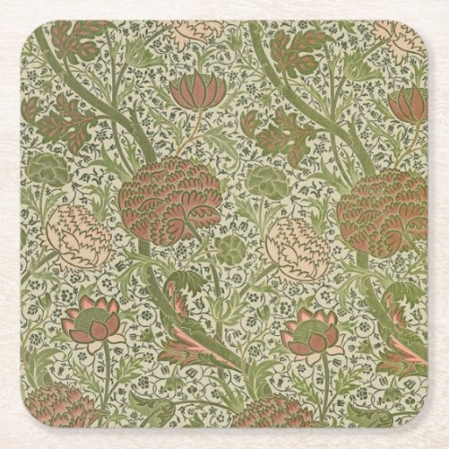 William Morris Cray Sage Flower Floral Botanical Square Paper Coaster