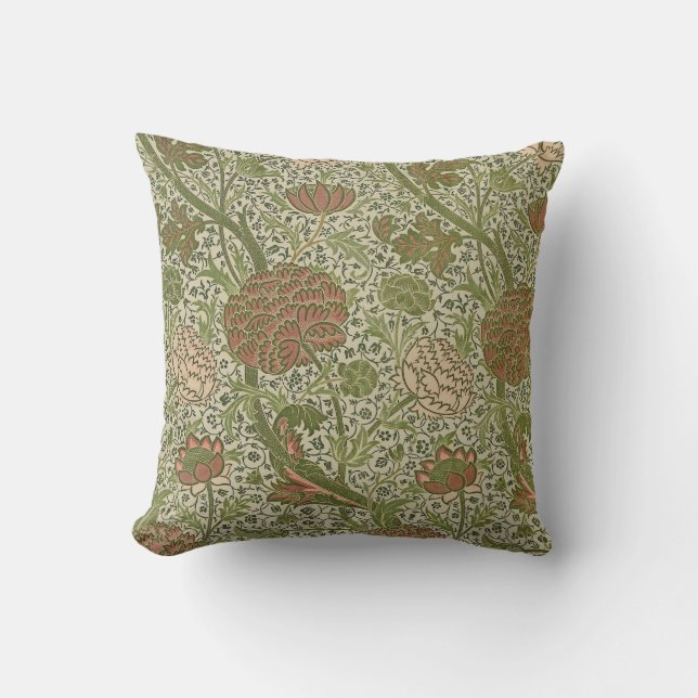 William Morris Cray Sage Flower Floral Botanical Throw Pillow (Front)