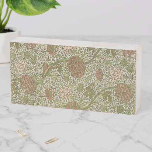 William Morris Cray Sage Flower Floral Botanical Wooden Box Sign