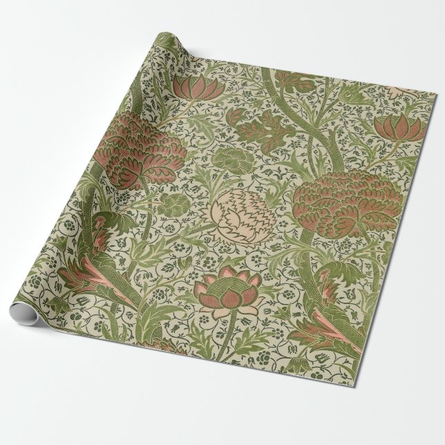 William Morris Cray Sage Flower Floral Botanical Wrapping Paper (Unrolled)