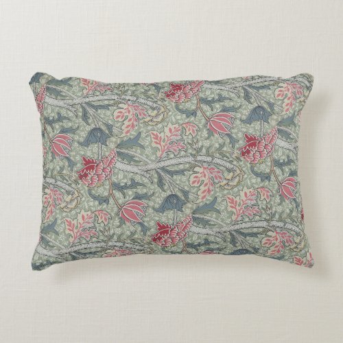 William Morris Cray Vintage Floral Pink Green Accent Pillow