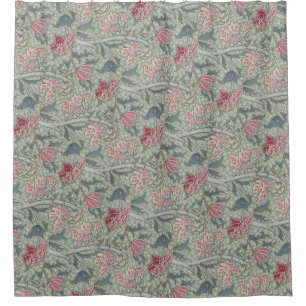 William Morris Cray Vintage Floral Pink Green Shower Curtain
