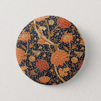 William Morris Cray Wallpaper Pattern Button by antiqueart at Zazzle