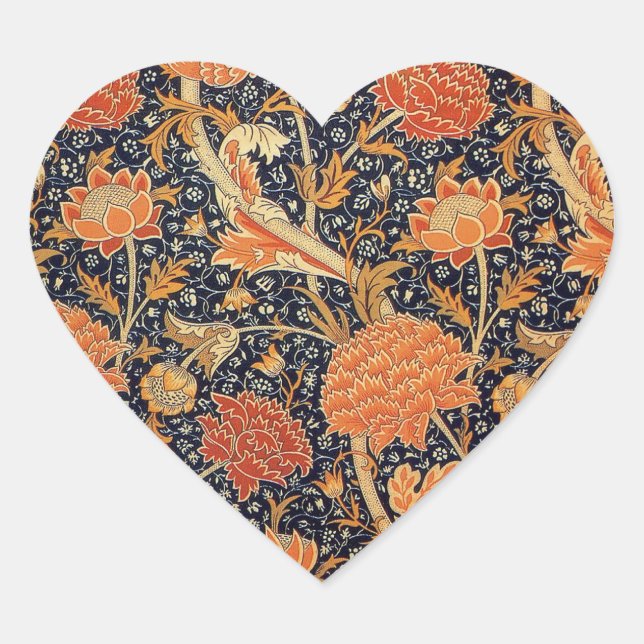 William Morris Cray Wallpaper Pattern Heart Sticker (Front)