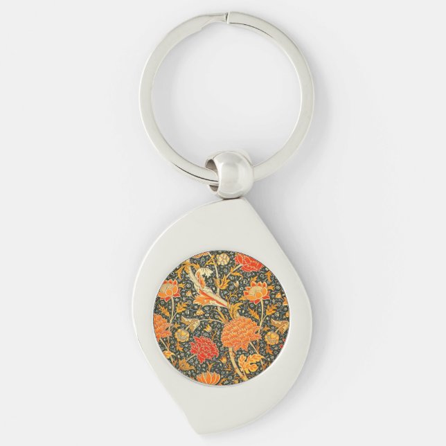 William Morris Cray Wallpaper Pattern Keychain (Front)