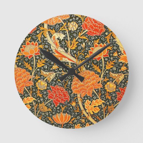 William Morris Cray Wallpaper Pattern Round Clock