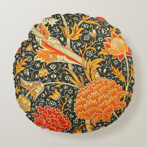 William Morris Cray Wallpaper Pattern Round Pillow