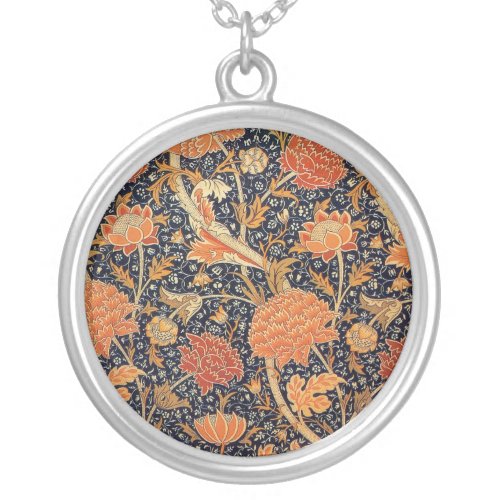 William Morris Cray Wallpaper Pattern Silver Plated Necklace
