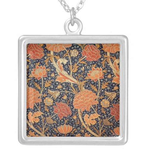 William Morris Cray Wallpaper Pattern Silver Plated Necklace