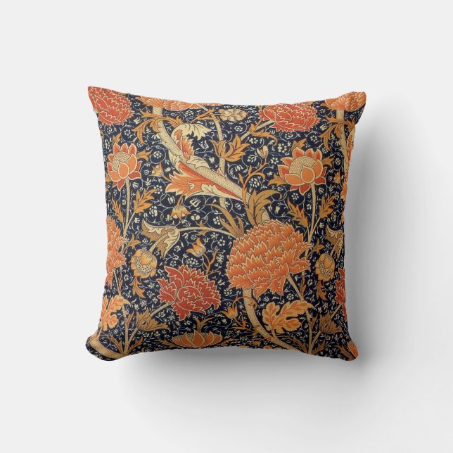 William Morris Cray Wallpaper Pattern Throw Pillow (Front)