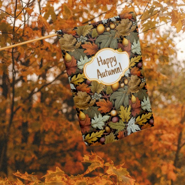 William Morris Customized Autumn Leaves  House Flag (William Morris Happy Autumn house flag can be personalized with your own message.)
