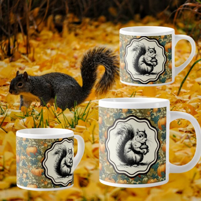 William Morris Customized Pumpkins and Squirrel Giant Coffee Mug (Warm, cozy and cute! )