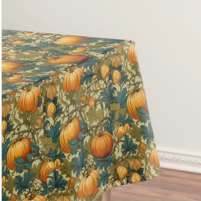 William Morris Customized Pumpkins and Squirrel Tablecloth (William Morris Pumpkin Patch...where's the Great Pumpkin?)