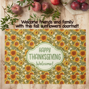 William Morris Customized Thanksgiving Sunflowers  Doormat