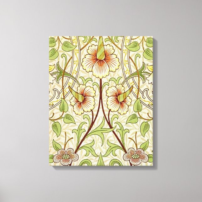 William Morris Daffodil Classic Flower Wallpaper Canvas Print (Front)