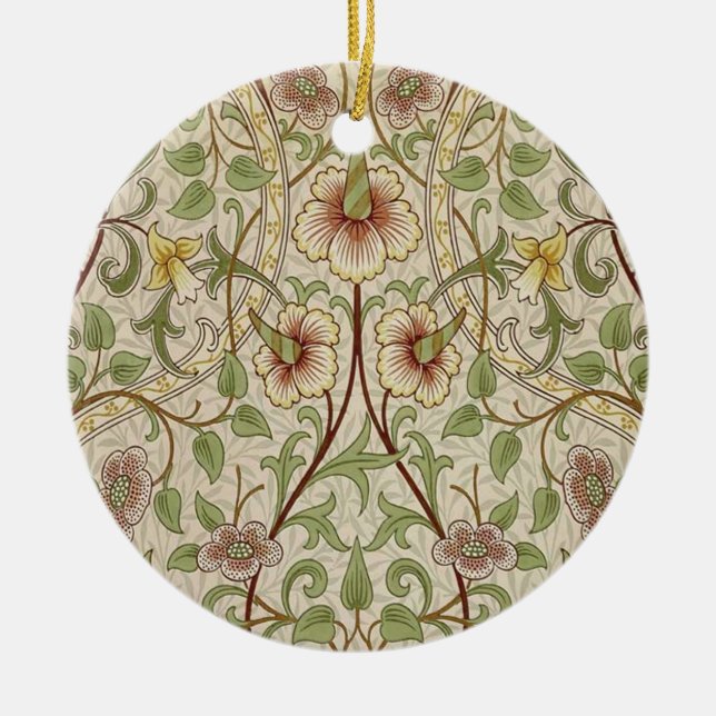 William Morris Daffodil Classic Flower Wallpaper Ceramic Ornament (Front)