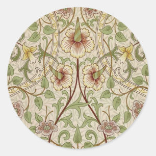 William Morris Daffodil Classic Flower Wallpaper Classic Round Sticker