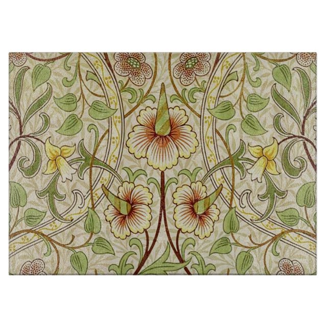William Morris Daffodil Classic Flower Wallpaper Cutting Board (Front)