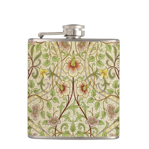 William Morris Daffodil Classic Flower Wallpaper Hip Flask