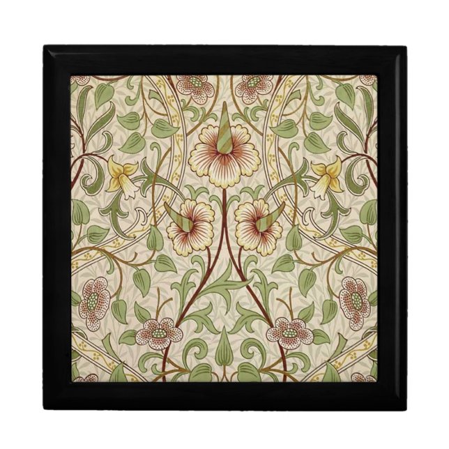 William Morris Daffodil Classic Flower Wallpaper Jewelry Box (Front)