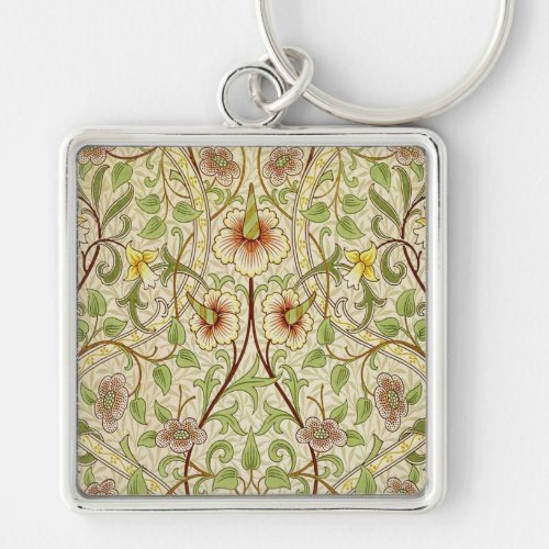 William Morris Daffodil Classic Flower Wallpaper Keychain
