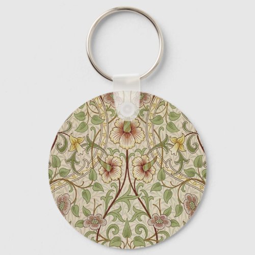 William Morris Daffodil Classic Flower Wallpaper Keychain