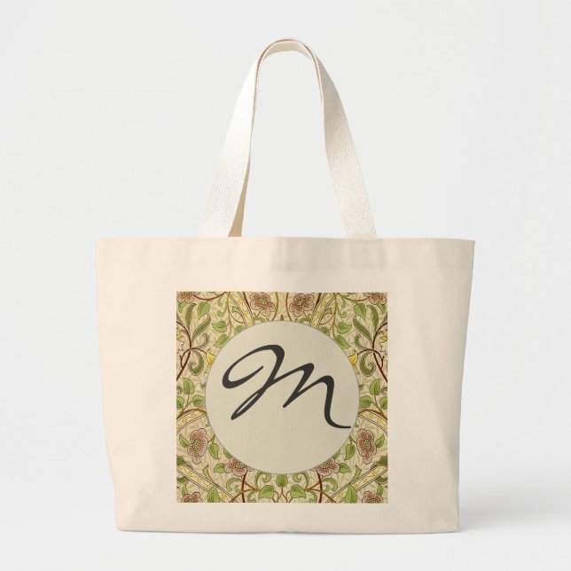 William Morris Daffodil Classic Flower Wallpaper Large Tote Bag (Front)