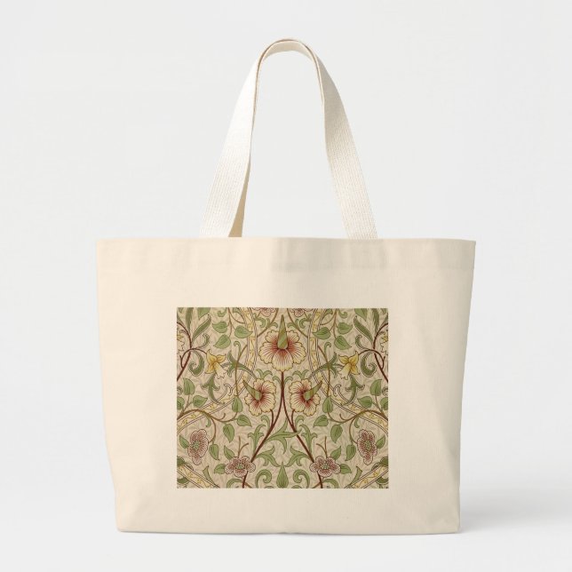 William Morris Daffodil Classic Flower Wallpaper Large Tote Bag (Front)