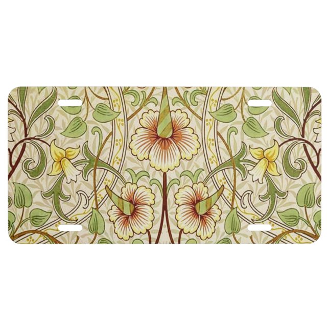 William Morris Daffodil Classic Flower Wallpaper License Plate (Front)
