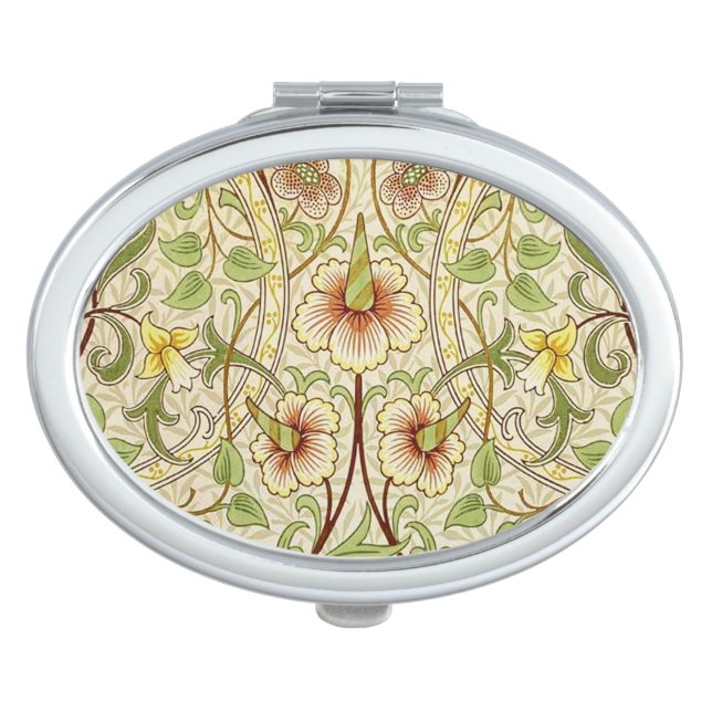 William Morris Daffodil Classic Flower Wallpaper Makeup Mirror (Front)