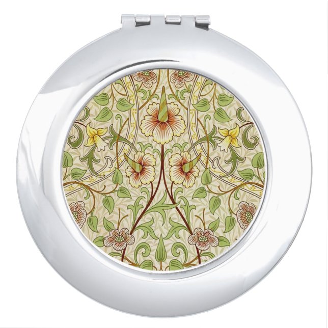 William Morris Daffodil Classic Flower Wallpaper Makeup Mirror (Front)