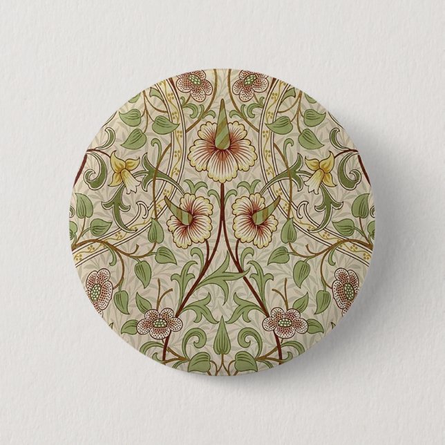 William Morris Daffodil Classic Flower Wallpaper Pinback Button (Front)