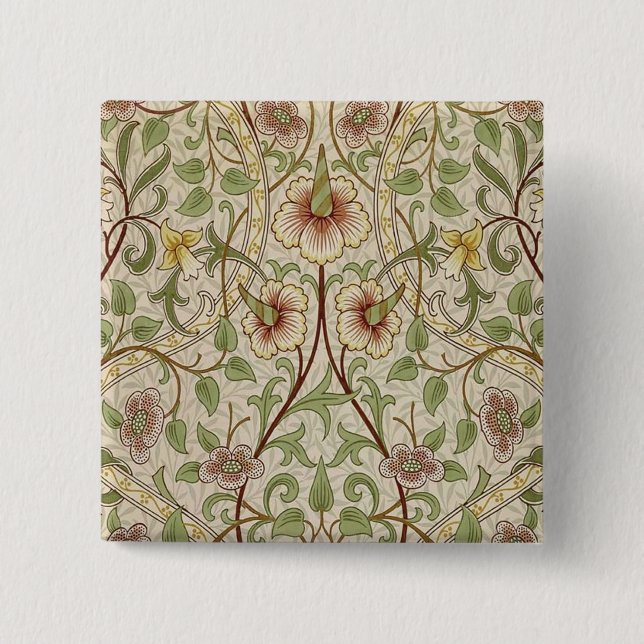 William Morris Daffodil Classic Flower Wallpaper Pinback Button (Front)
