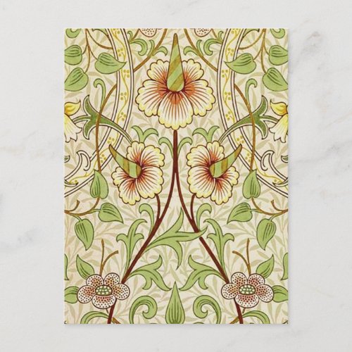 William Morris Daffodil Classic Flower Wallpaper Postcard