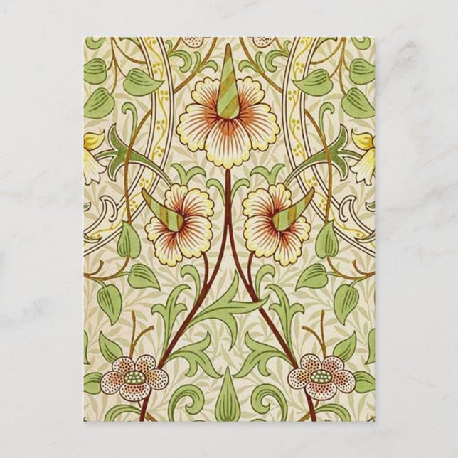 William Morris Daffodil Classic Flower Wallpaper Postcard (Front)